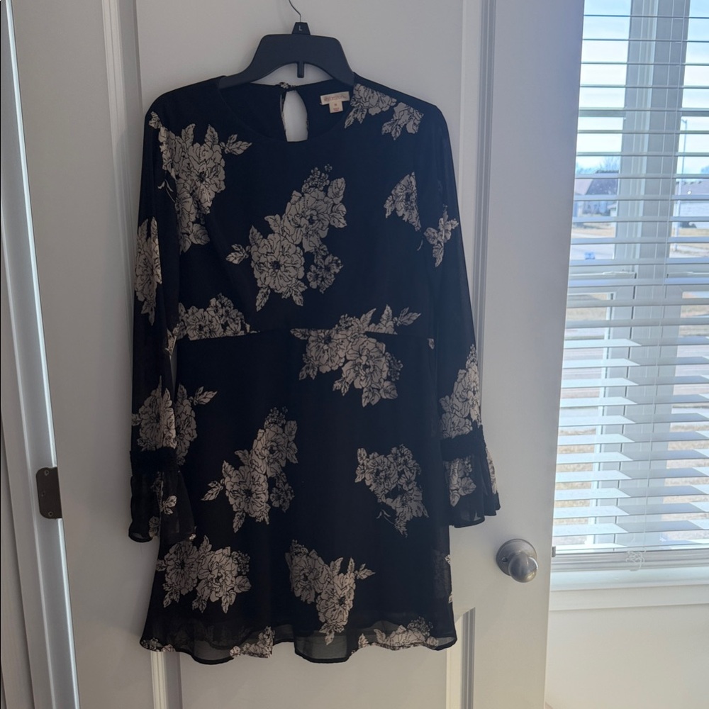 Floral Black and Cream Dress